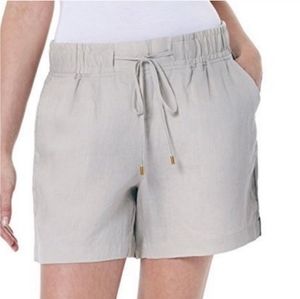 Ellen Tracy Company Linen Drawstring Shorts 5" Inseam Sandstone XXL High Rise